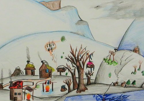 Székely Anna Veronika 4.b - Tájkép (színes ceruza)